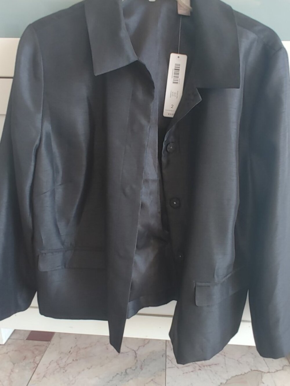 Chico's classic black structured collared jacket.